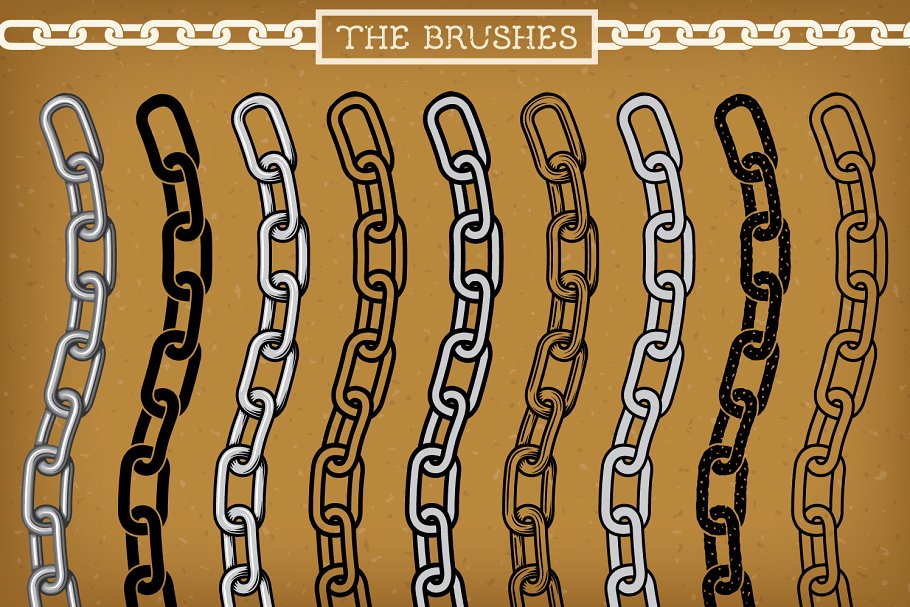 链条样式Ai笔刷 Chain Brushes #123667
