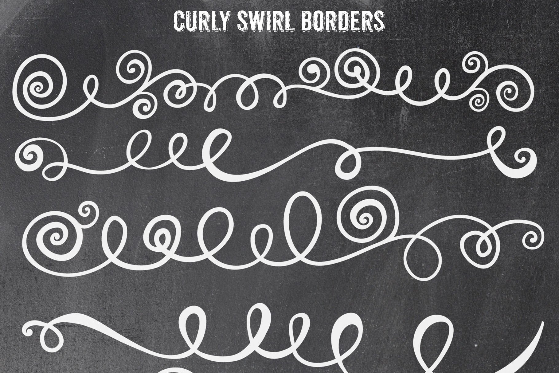 曲线卷曲的笔刷效果 Swirl Borders PNG Br
