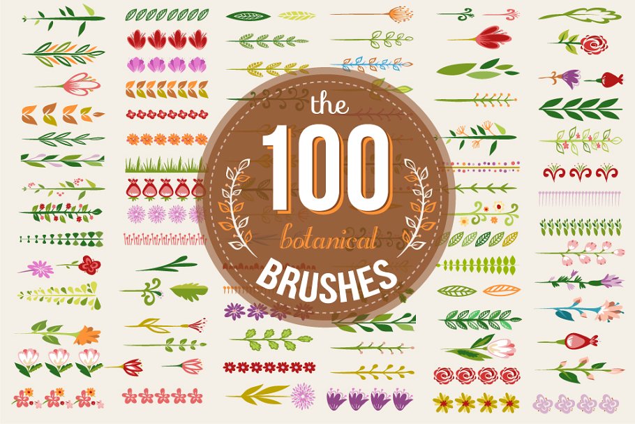100多彩植物笔刷 100 Colorful botanic