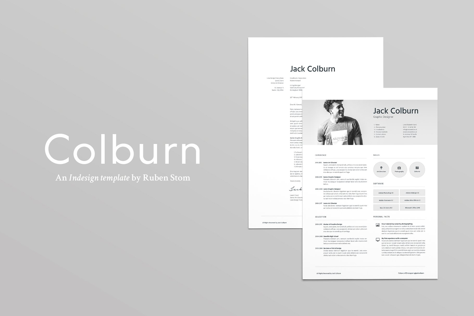 高端个人简历模板Colburn Resume Tempate