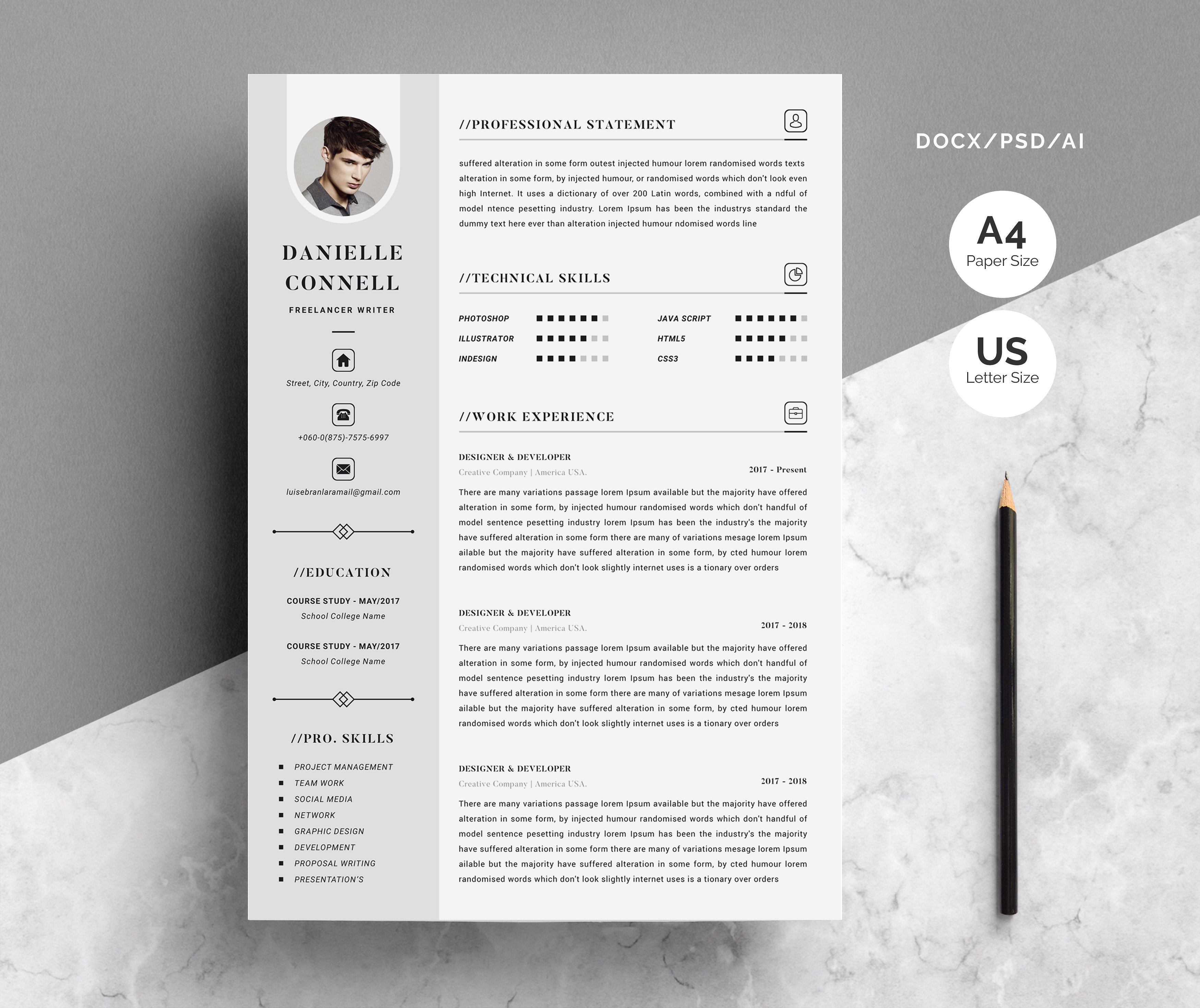 创意专业的设计简历模板 Creative Resume Te