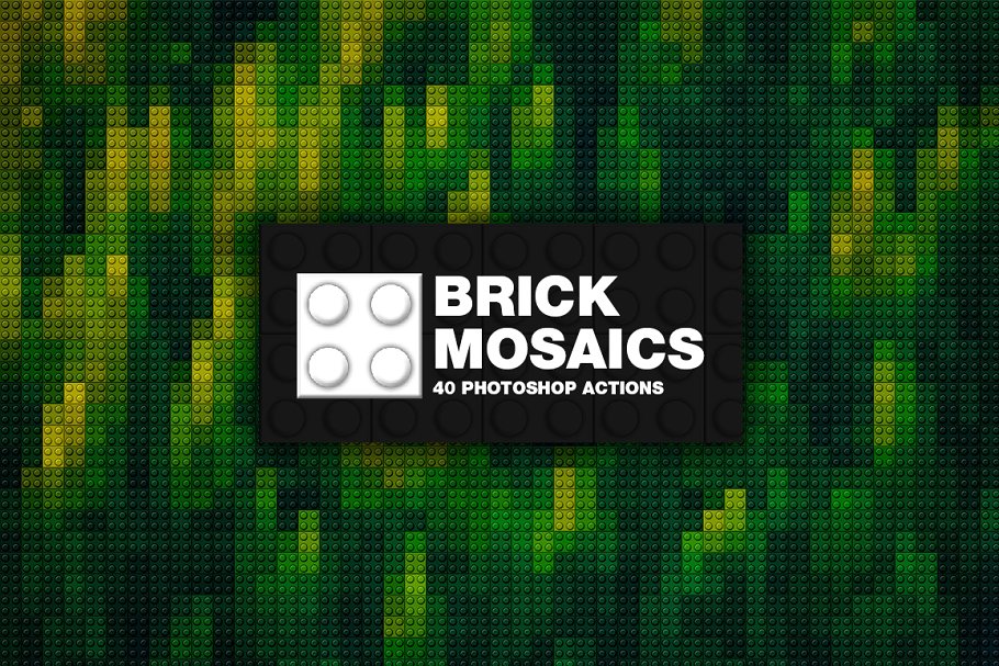 方格块面效果的PS动作 40 Brick Mosaics A
