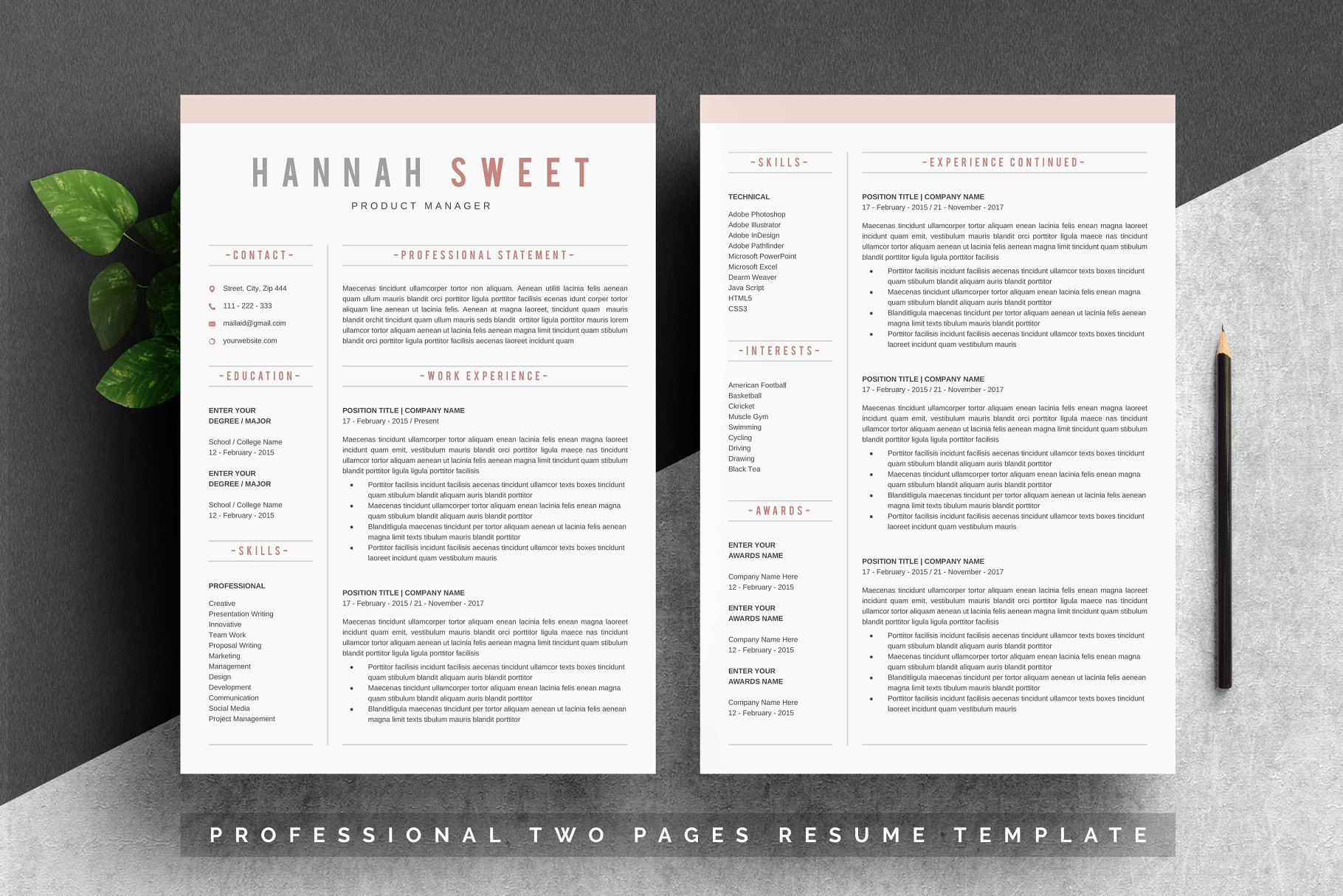 1专业简历模板 Word Resume Template #