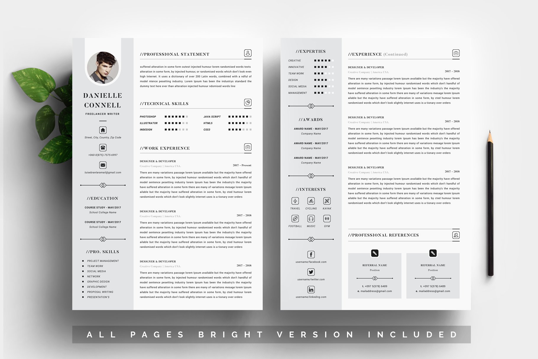 简洁的现代简历模板 Modern Resume Templa