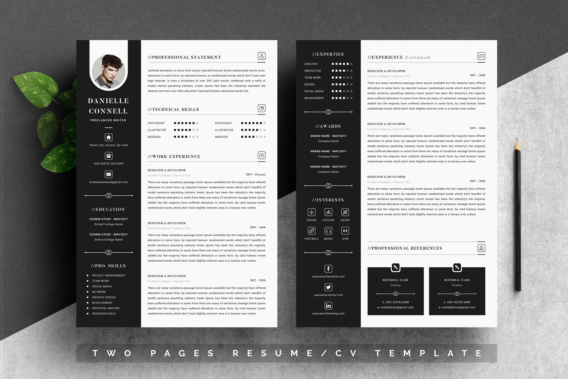 简洁的现代简历模板 Modern Resume Templa