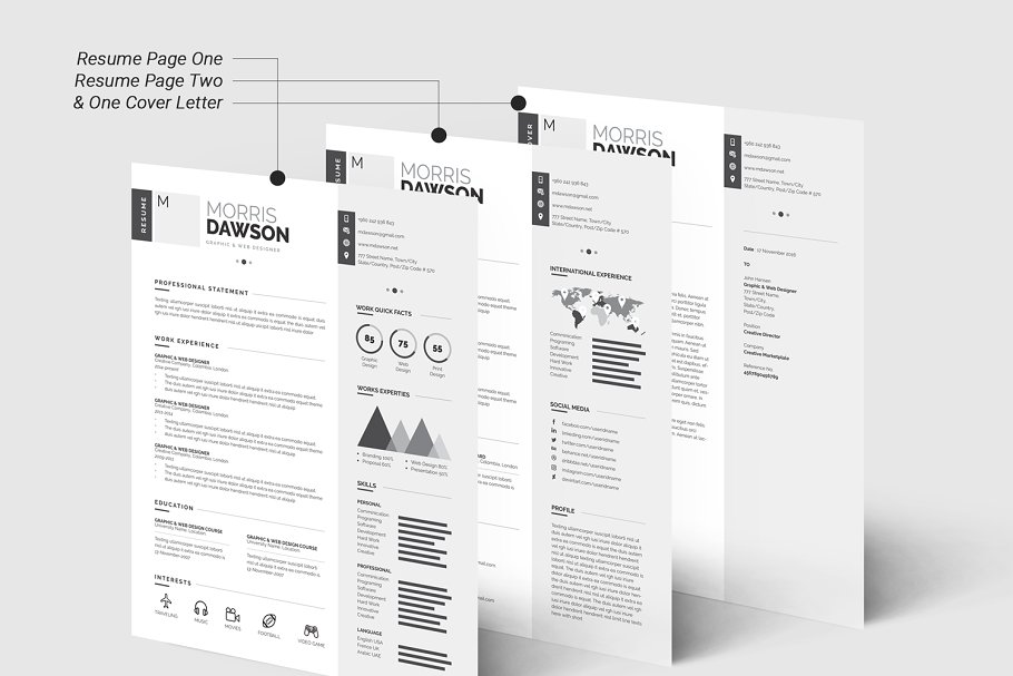 干净的信息图表简历模板 Clean Infographic