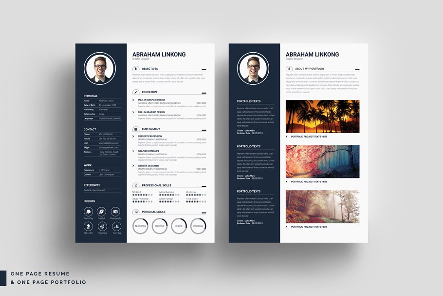 现代简历模板 Modern Resume 3 Pages #