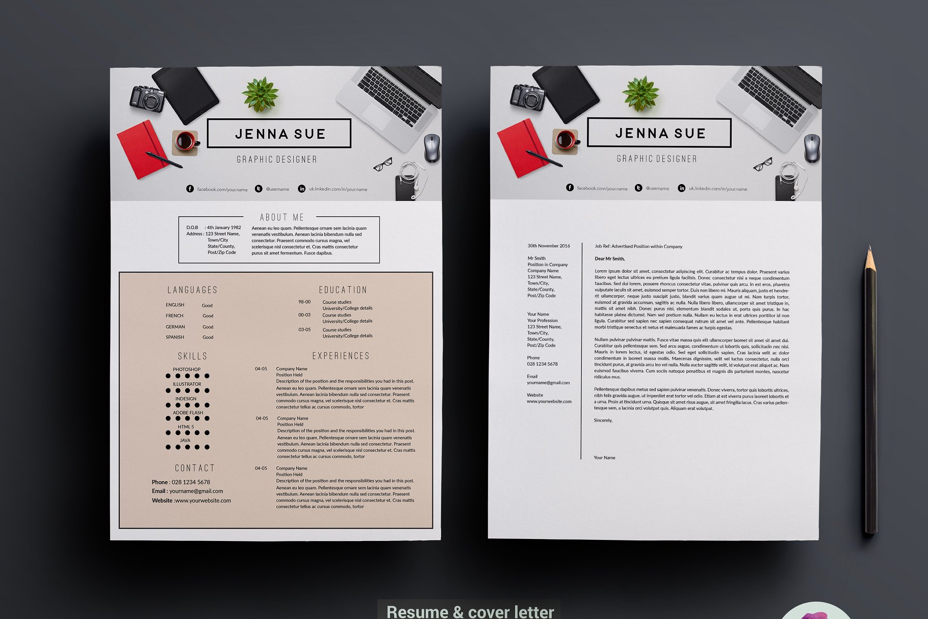 现代风格简历模板 Modern CV template #8