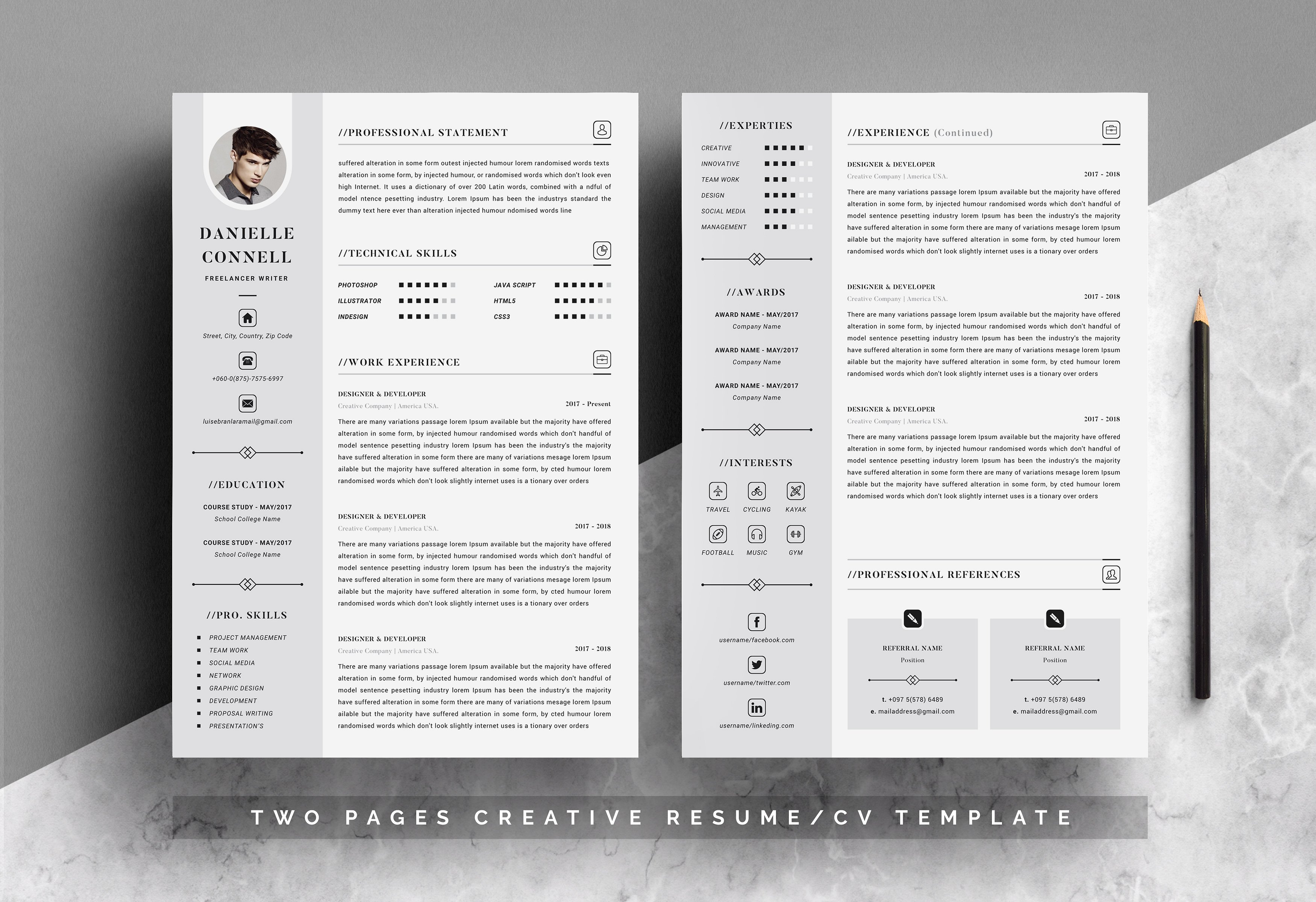 创意专业的设计简历模板 Creative Resume Te