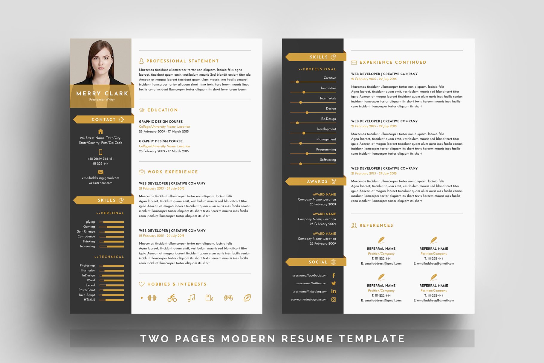 现代时尚风格的简历模板 Modern Resume Temp