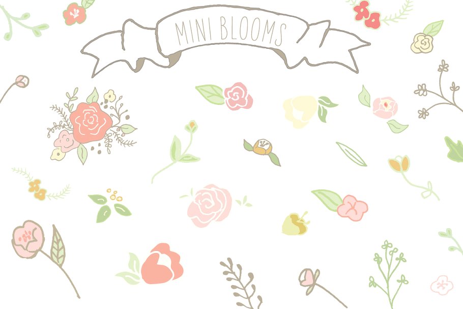 极简主义花卉插画素材 Mini Blooms Clip Ar