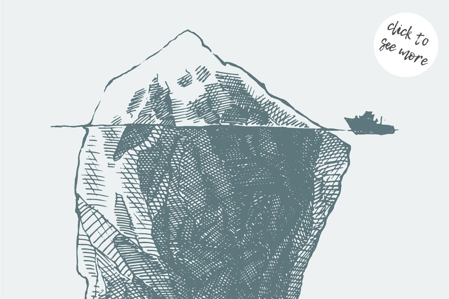 有破冰船的冰山插画 An iceberg with an i