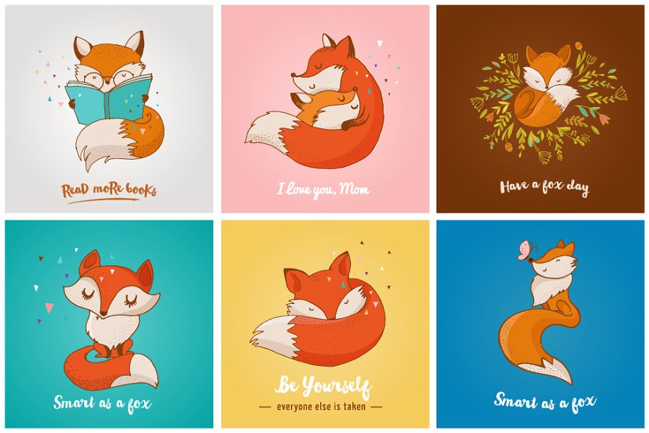 可爱的卡通狐狸图片 Fox cute characters