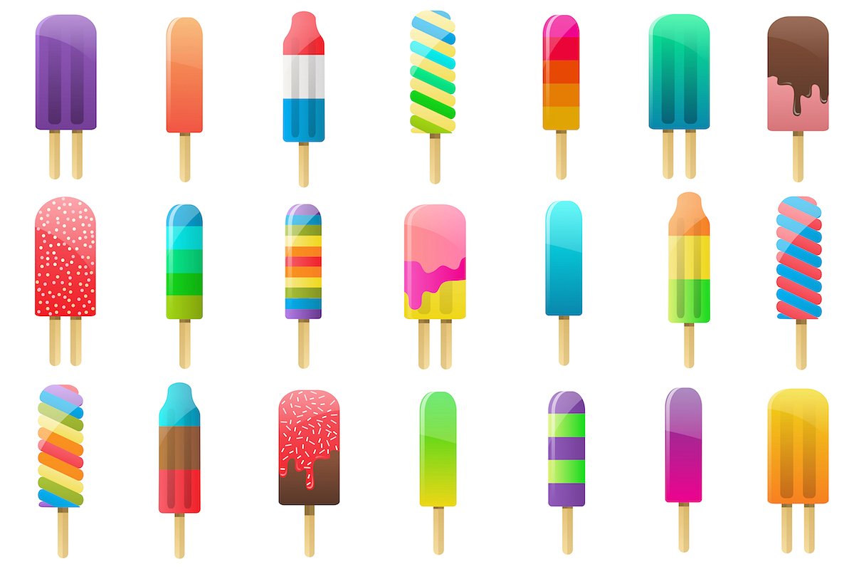 矢量冰棍图标Popsicle Clipart Vector,