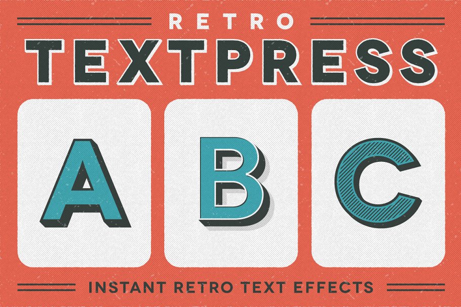 复古效果图层样式 Retro Textpress Illus