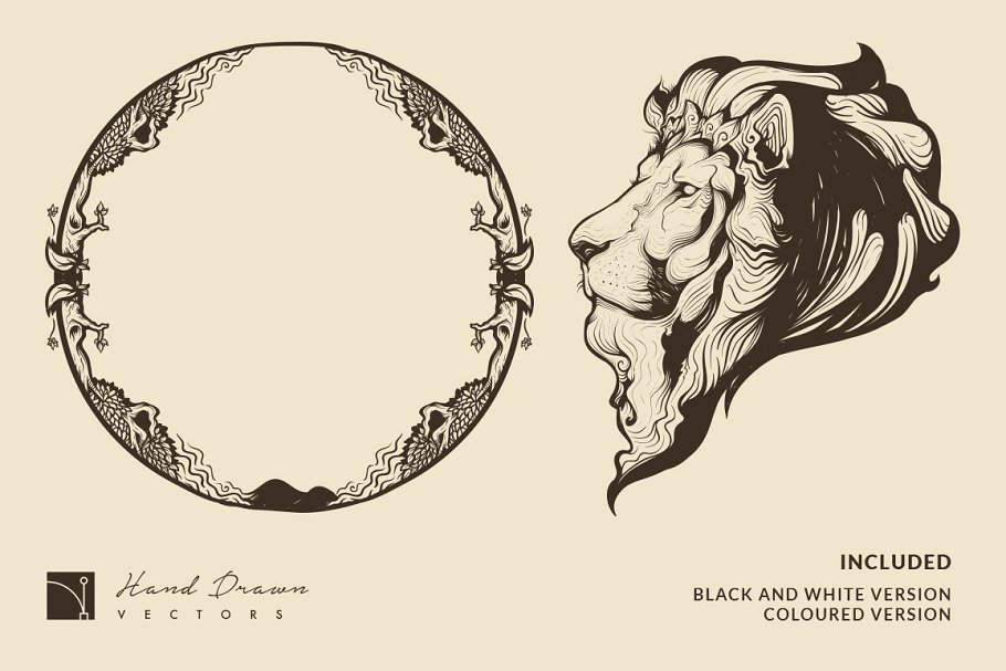 复古狮子矢量插画 Lion Head Illustratio