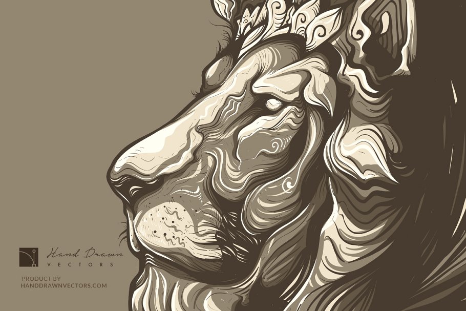 复古狮子矢量插画 Lion Head Illustratio