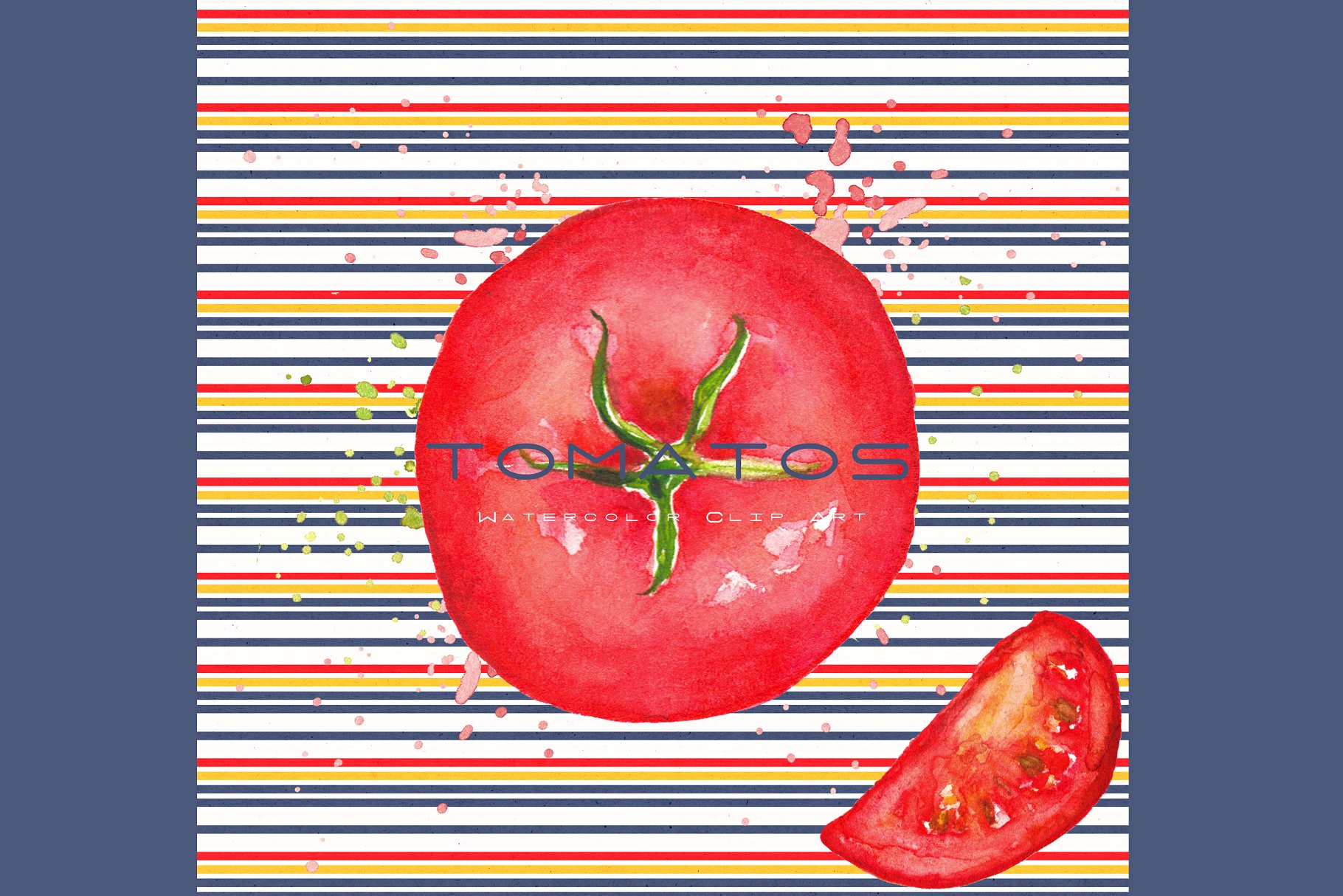 水彩番茄插画 Tomats. Watercolor Clip