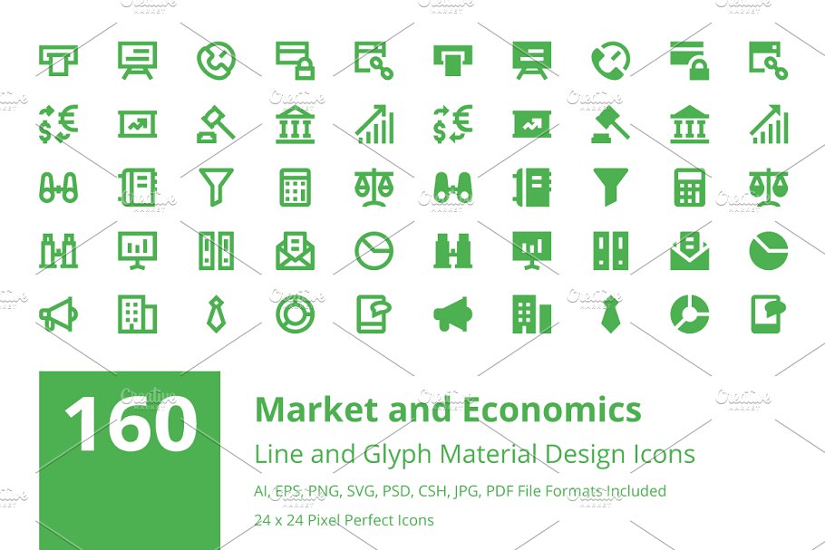 经济市场矢量图标 160 Market and Econom