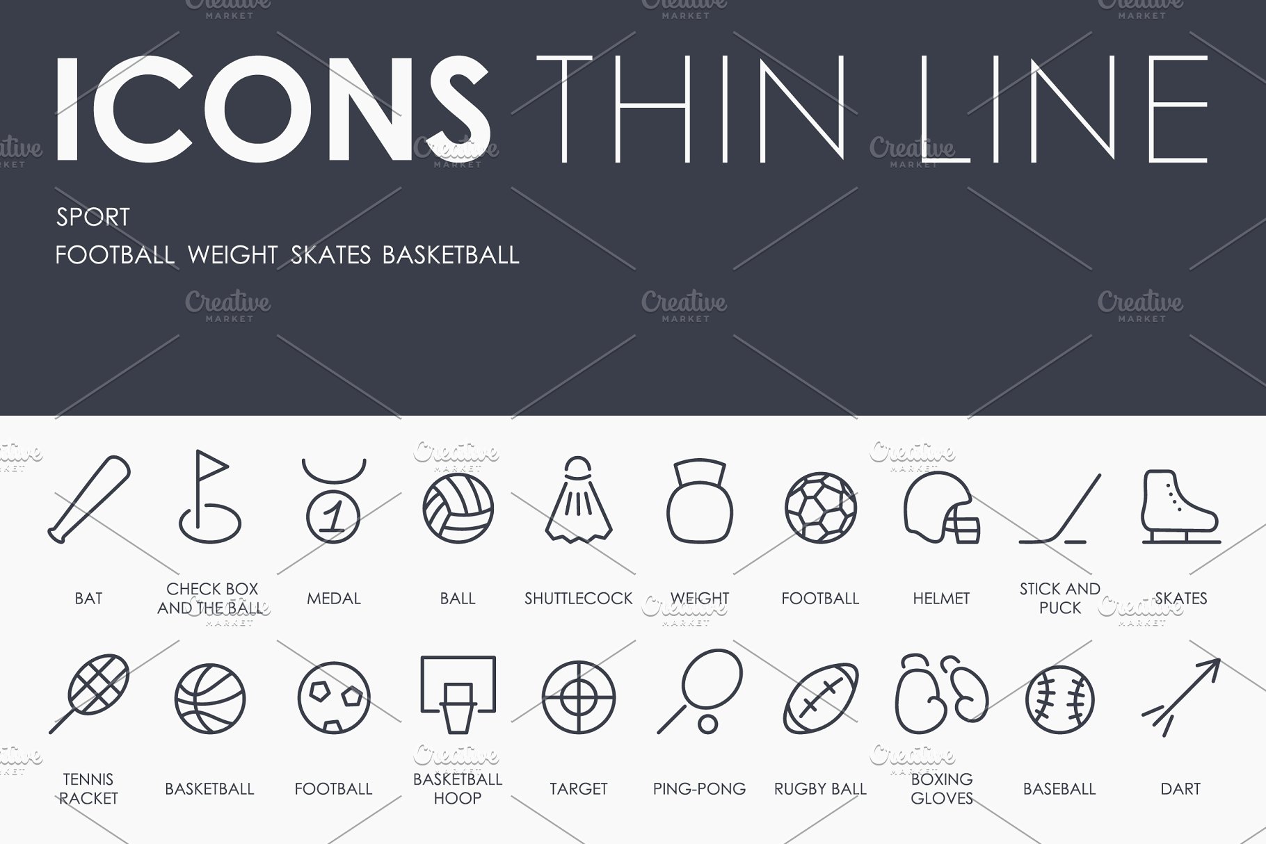 运动矢量图标 Sport thinline icons #1