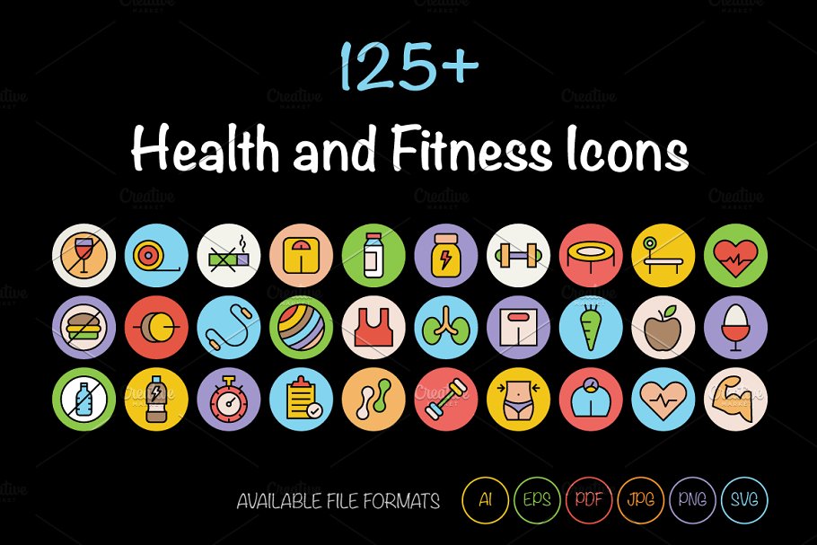 健康和健身图标下载 125 Health and Fitn