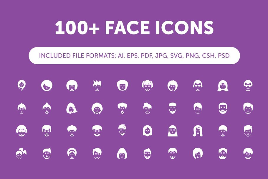 人物头像图标制作 100 Face Icons #1366