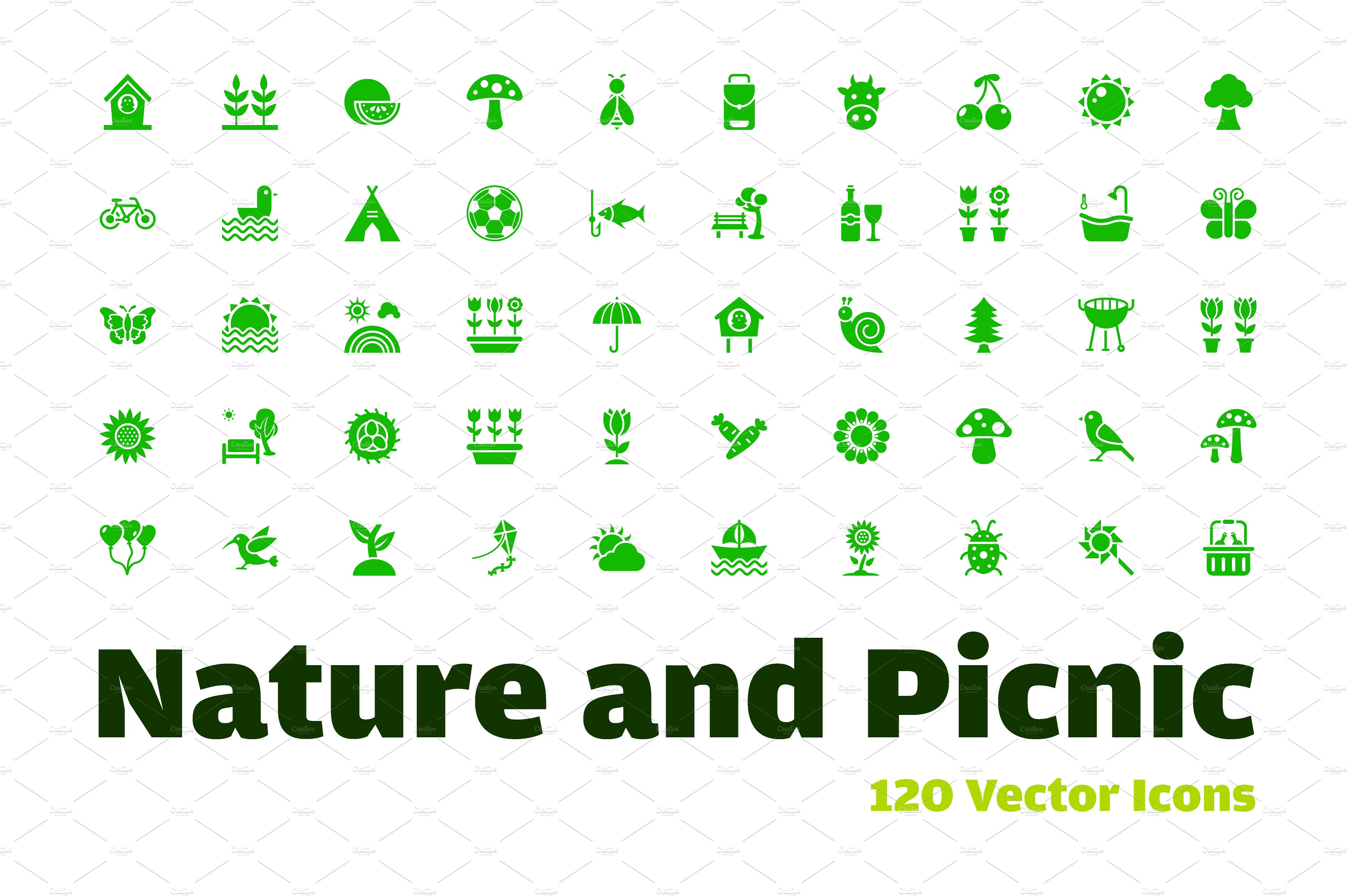 大自然和野餐矢量图标下载 Nature and Picnic
