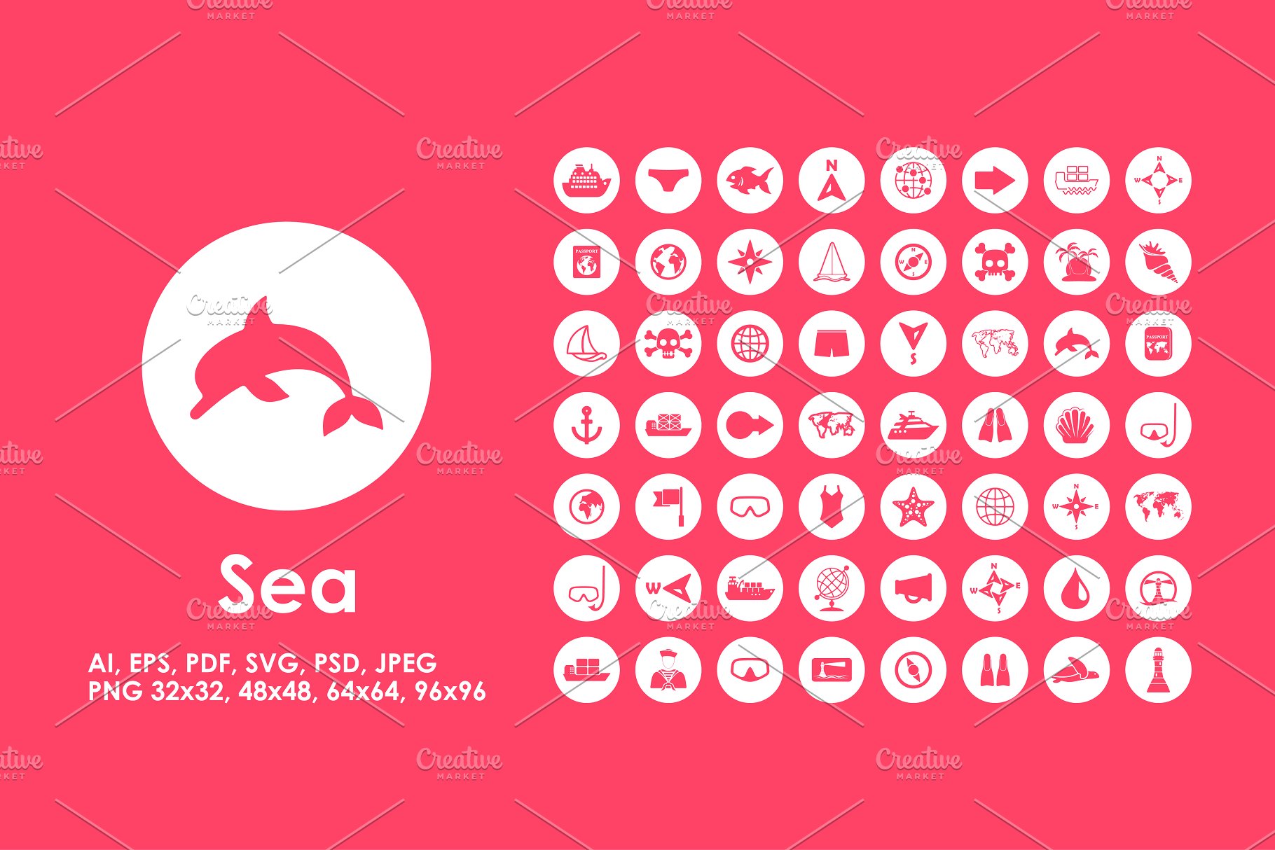 海洋元素矢量图标素材 56 Sea simple icons