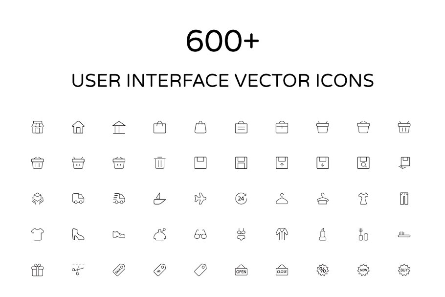 用户界面轮廓矢量图标 User Interface Outl