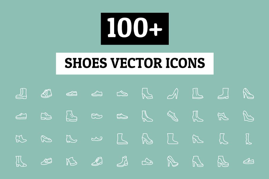 鞋子矢量图标素材 100 Shoes Vector Ico