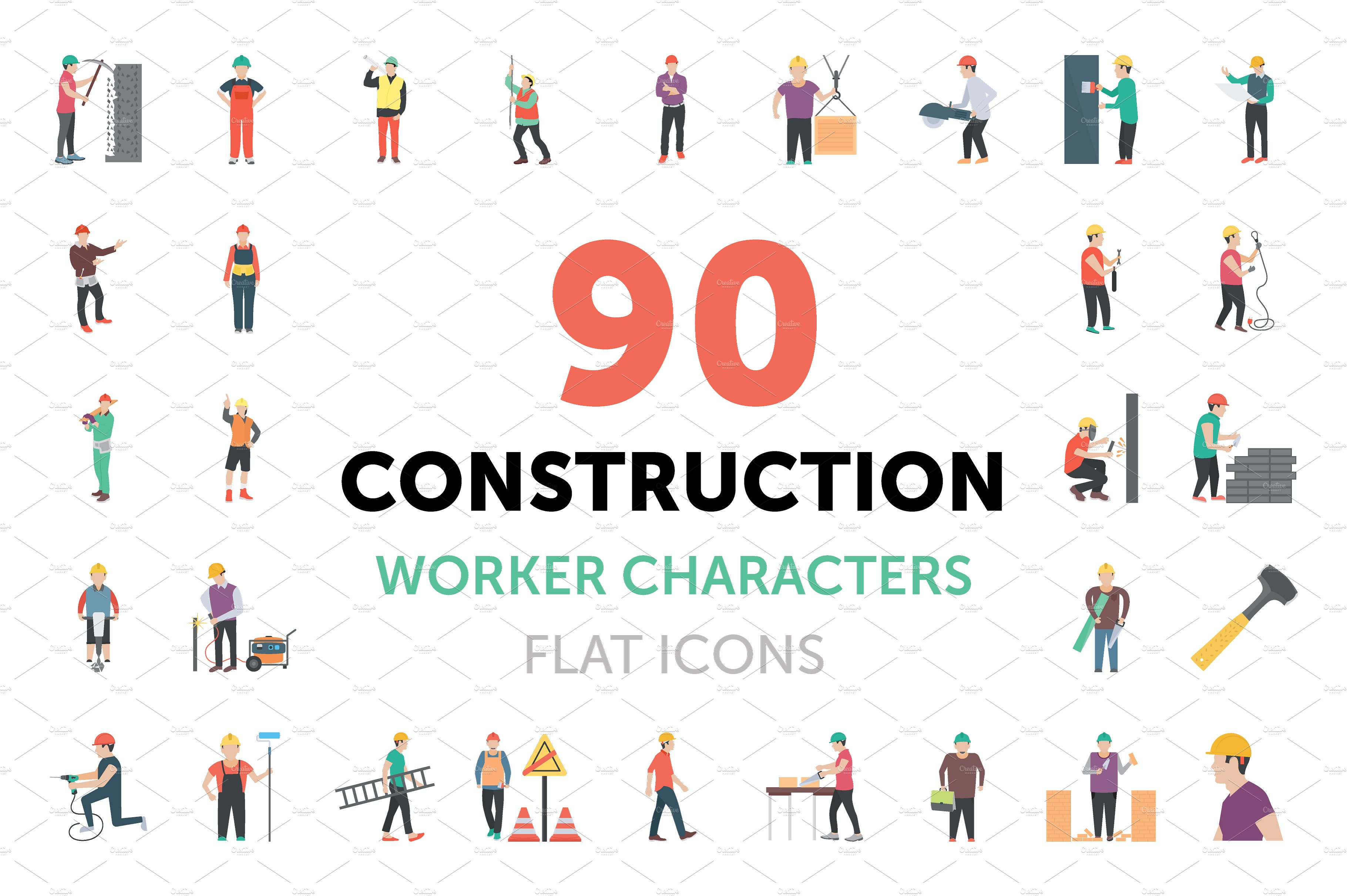 建筑工人图标素材 90 Construction Worke