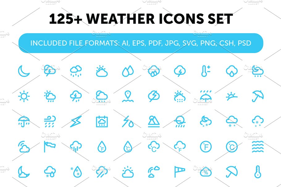 天气图标素材 125  Weather Icons Set