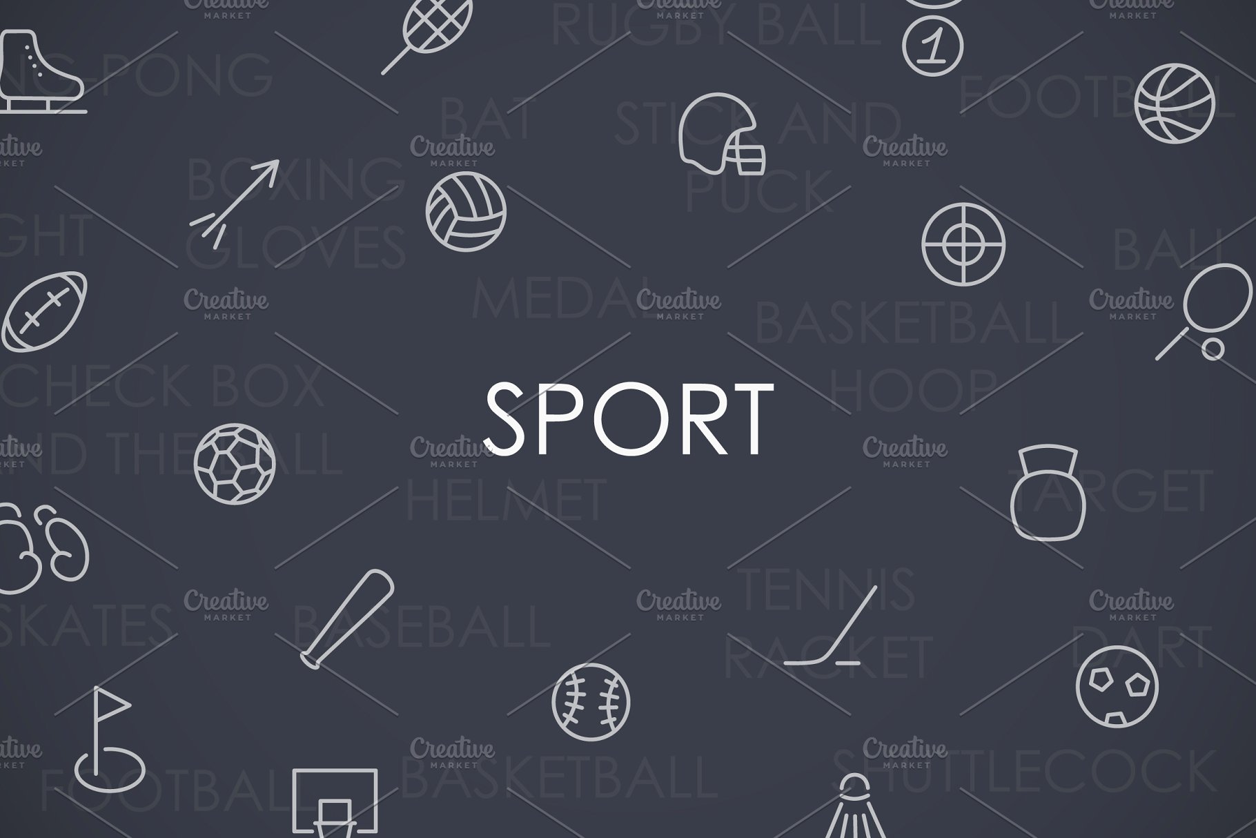运动矢量图标 Sport thinline icons #1