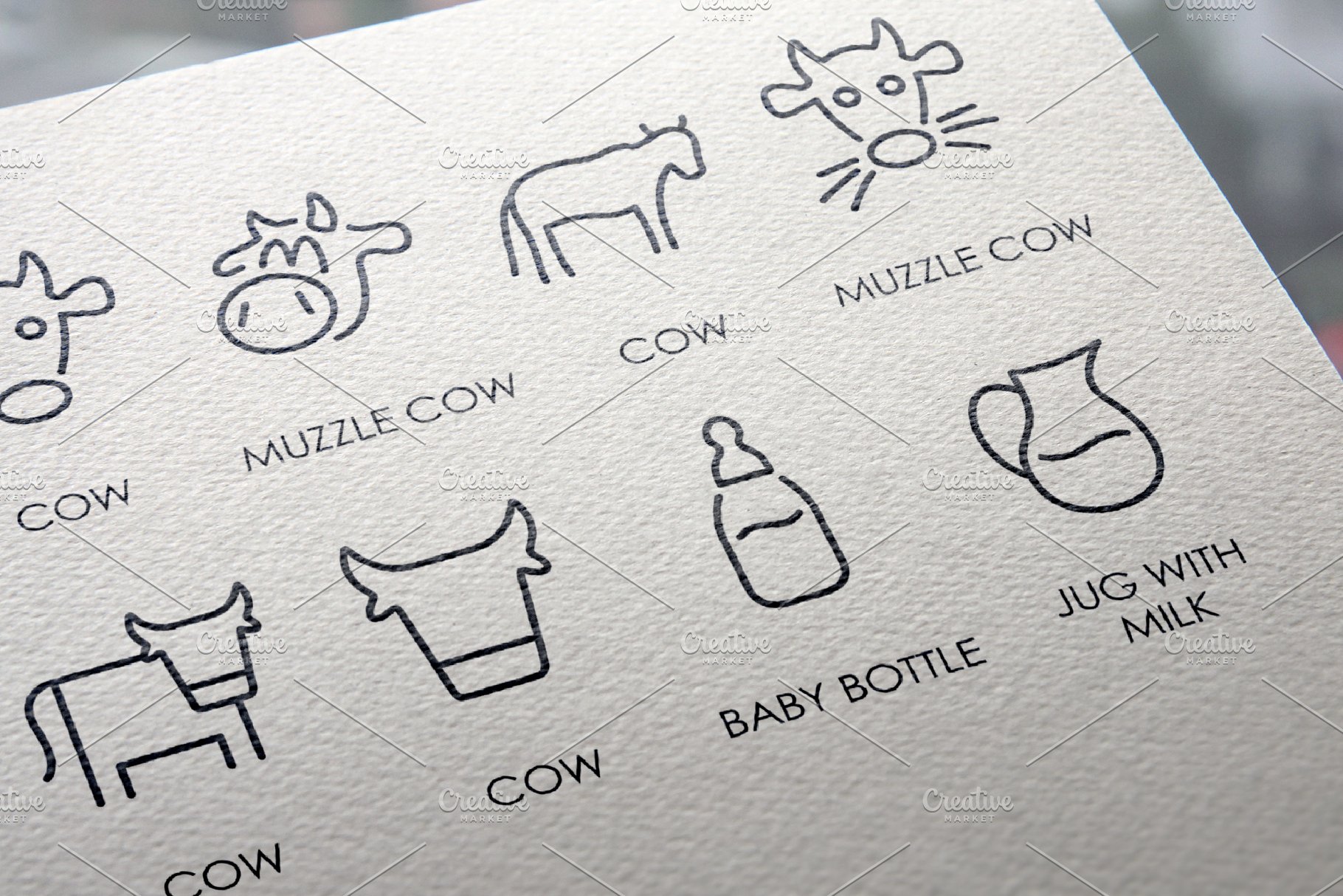奶制品图标素材 Milk thinline icons #1