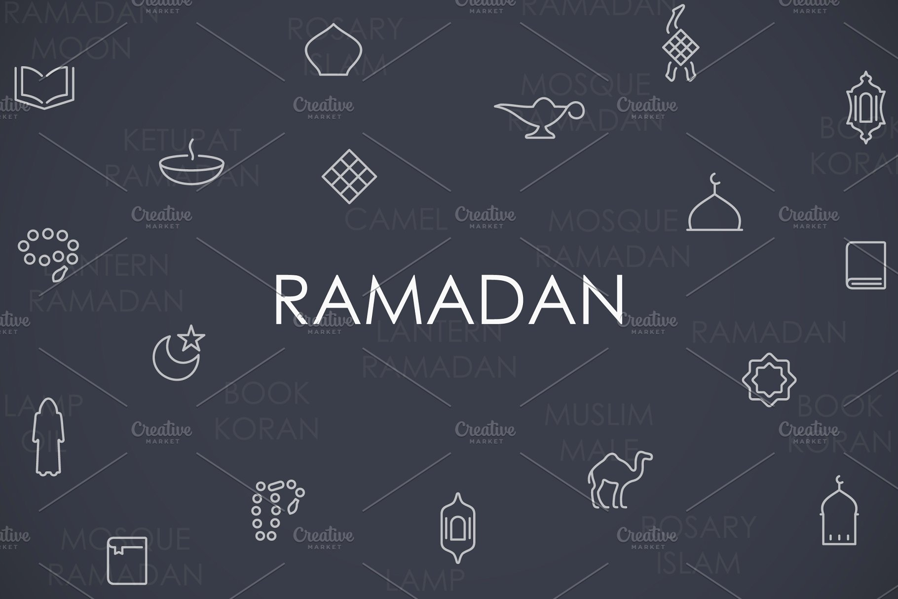 阿拉伯图标素材 Ramadan thinline icons