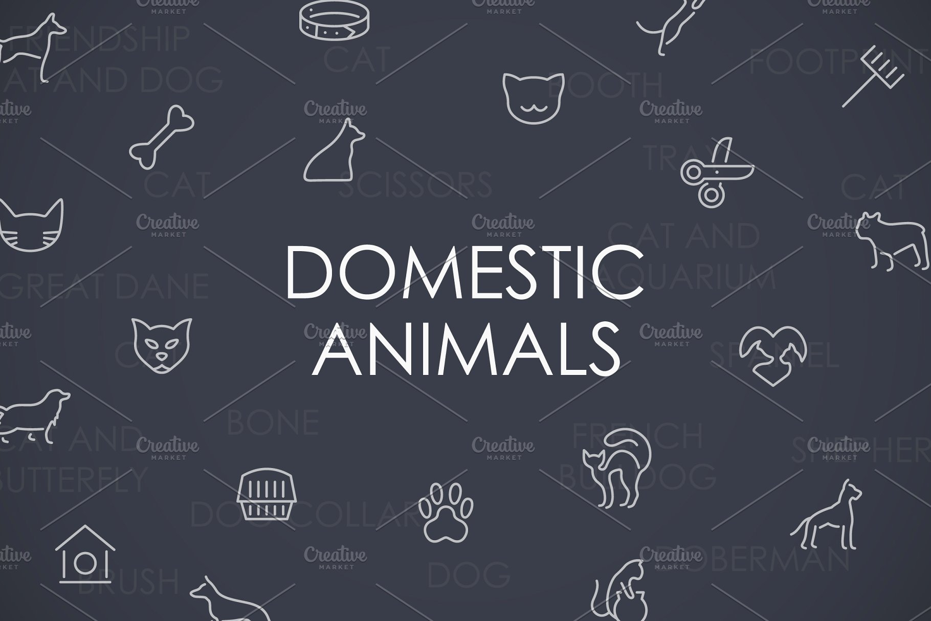 家养宠物图标素材 Domestic animals thin