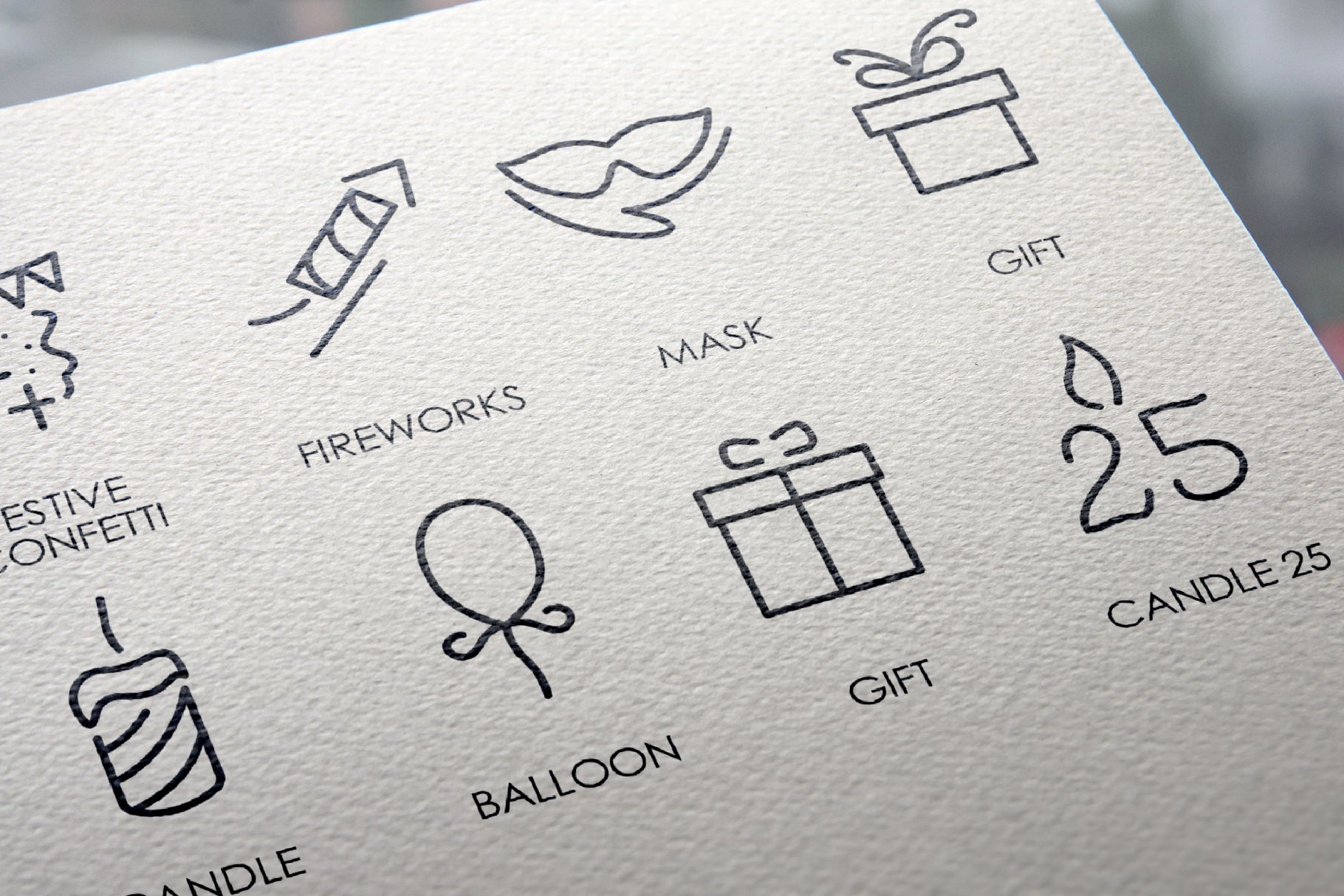 生日图标素材 Birthday thinline icons
