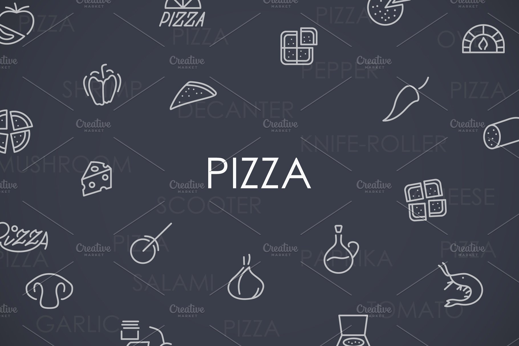 必胜客图标大全 Pizza thinline icons #