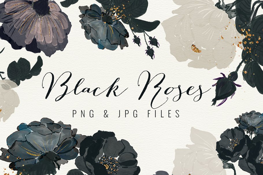 黑色玫瑰插画 Black Roses #142928