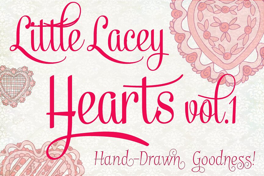 蕾丝心形插画素材 Little Lacey Hearts,