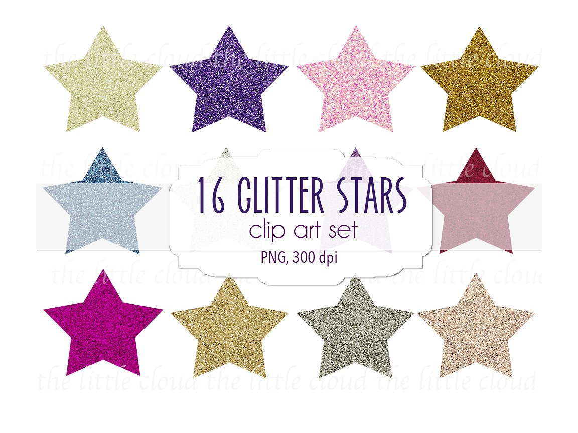 闪闪发光的星星图案设计素材Glitter start cli