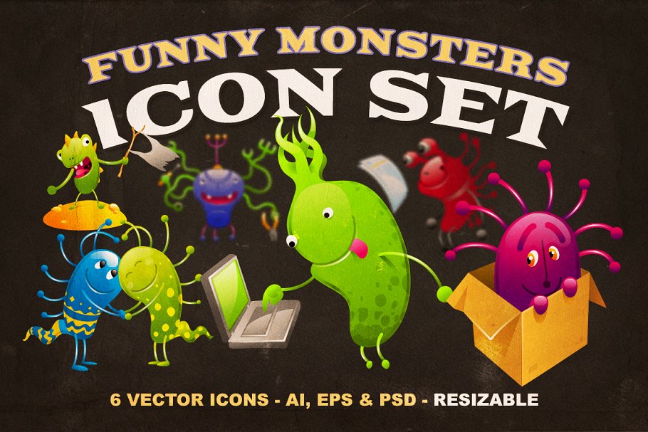 怪兽矢量图标插画 Monsters Icon Set #13