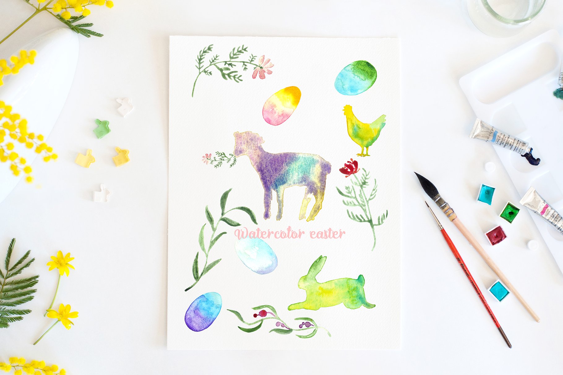 水彩复活节插画素材 Watercolor easter cl