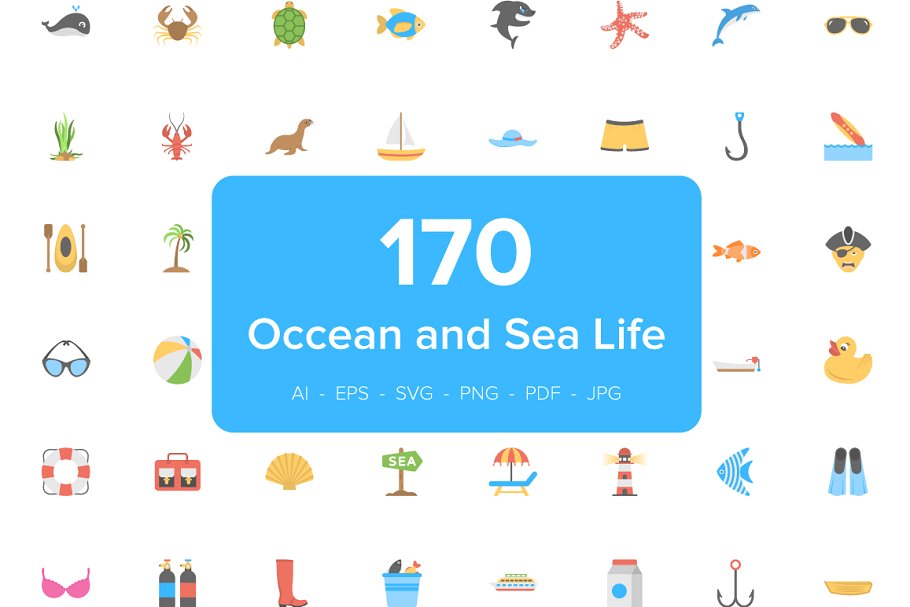 海洋生物矢量图标下载 170 Ocean and Sea L