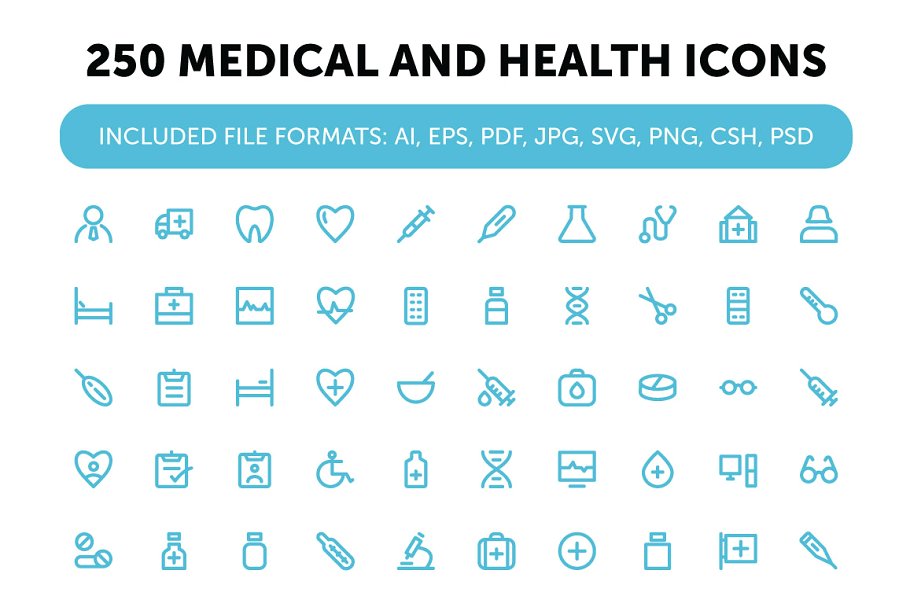 250个医学和健康图标下载 250 Medical and