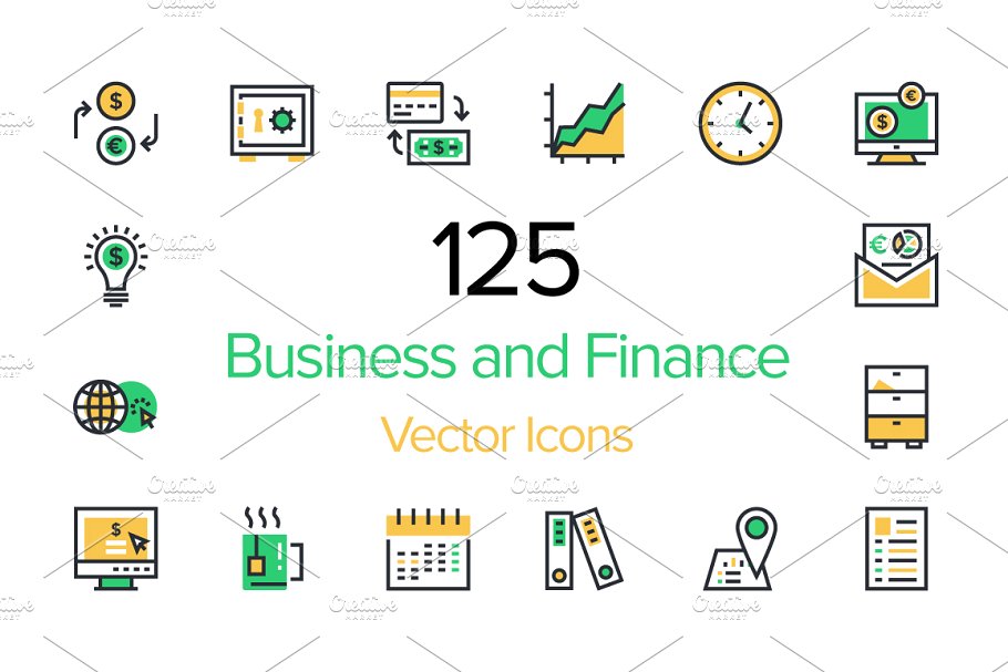 商业金融矢量图标素材 125 Business and Fi