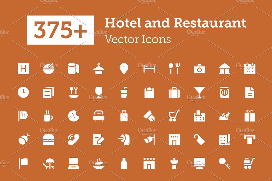 375 酒店和餐厅图标下载 375 Hotel and R