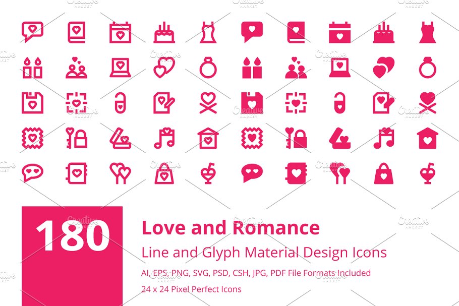 爱情和浪漫的象征图标素材 180 Love and Roma
