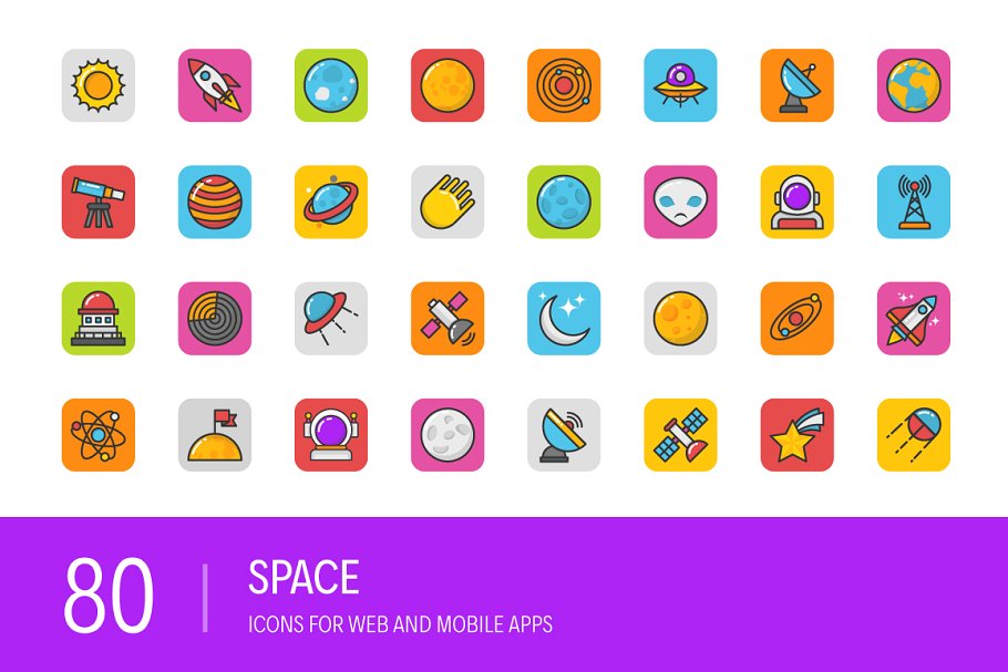 宇宙元素矢量图标素材 80 Space Icons #138