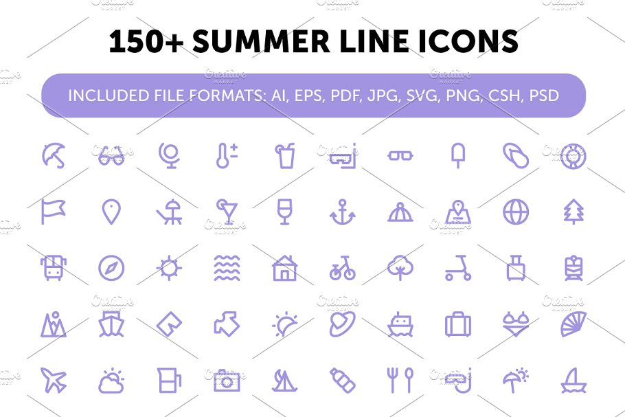 夏季矢量图标素材 150 Summer Line Icon
